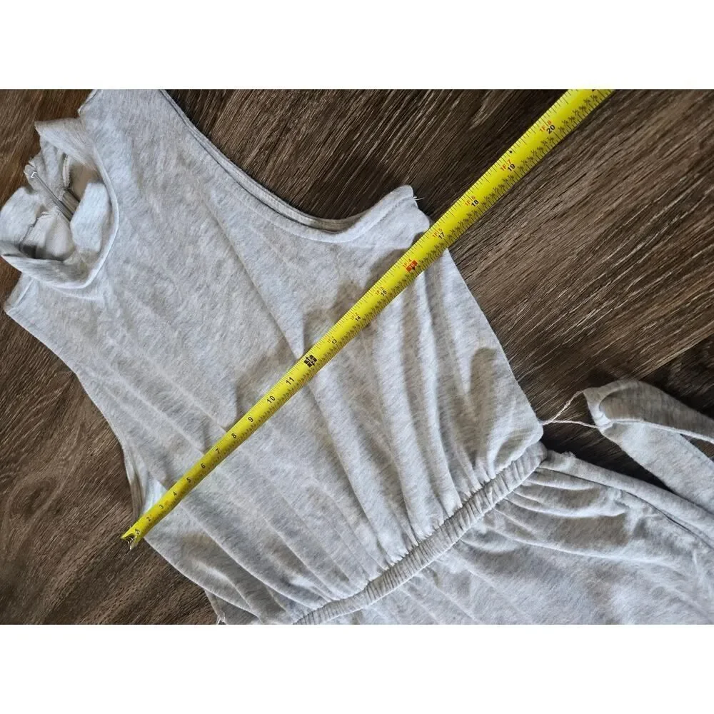 Marc New York Grey Sleeveless Jumpsuit Size M Soft Knit Tie Waist Pockets